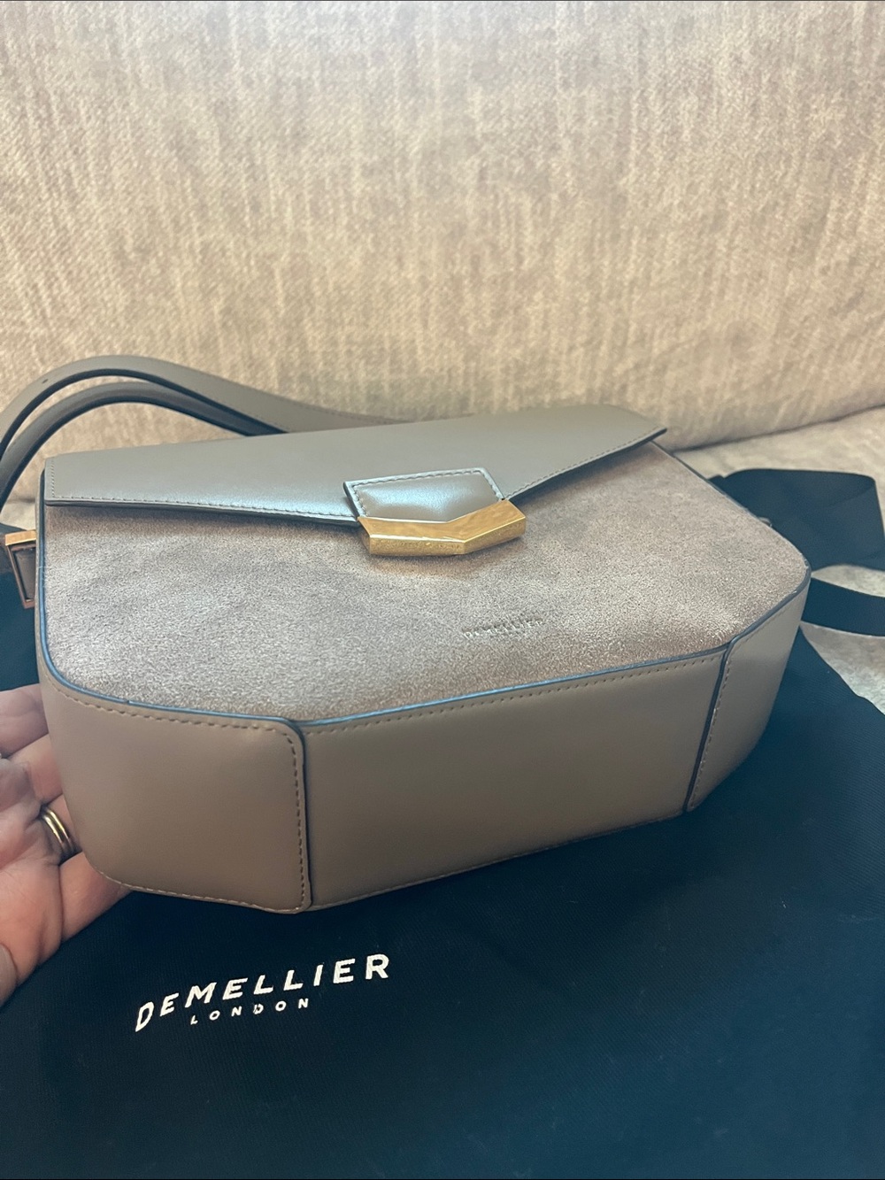 DeMellier London Midi Envelope Flap Leather & Suede Crossbody Bag - Picture 3 of 5